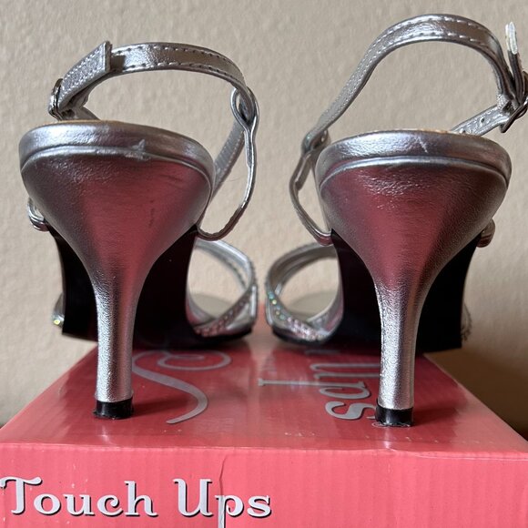 Touch Up Silver Rhinestone sling back heels - Size 8.5W - Picture 3 of 3
